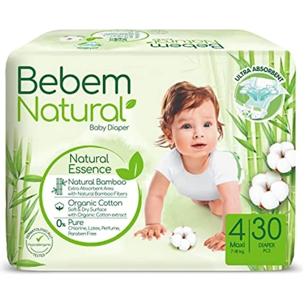 EKS Ticaret Bebem Natural Bebek Bezi Maxi 4 Beden Jumbo 30 Adet ürün görseli 1