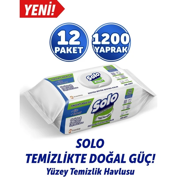 ASF Store Solo Yüzey Temizleyici Havlu Okaliptus Cam Esintisi 100'LÜ 12 Adet ürün görseli 1