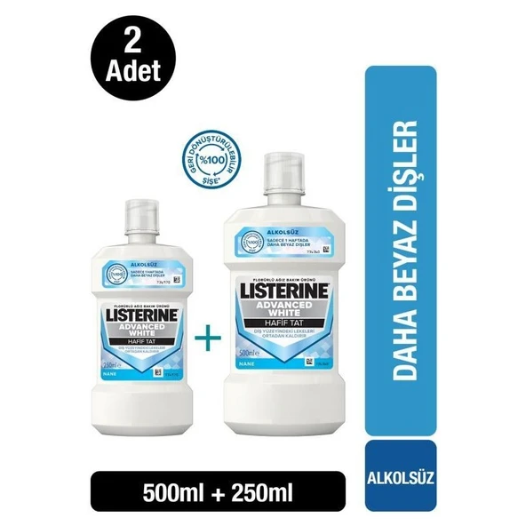 Listerine 500+250 Advanced White Hafif Tat X 2 ürün görseli 1