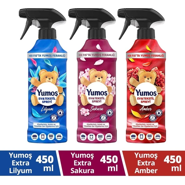 Yumoş Sprey Amber 450 ml x 1 Sakura Sprey 450 ml X1 Lilyum Sprey 450 Mlx1 ürün görseli 1
