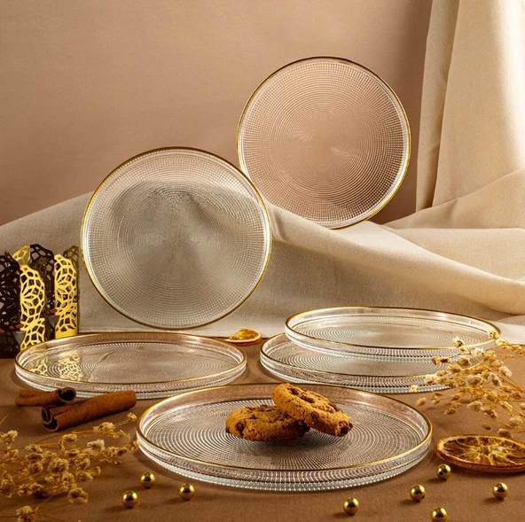 Fecra Loren 6 Parça Servis Seti 21 cm Gold Fileli - Resim 2