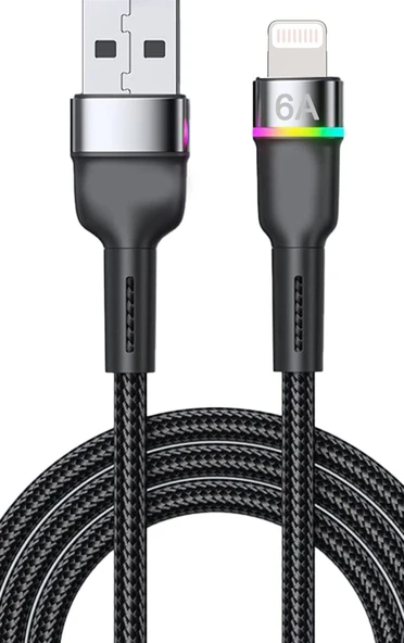 iPhone 14 - 14 Pro - 14 Pro Max Şarj Kablosu Lightning RGB Led SZ-CL83 ürün görseli 1
