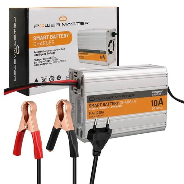 Powermaster MA-1210A 12 Volt - 10 Amper Akıllı Hızlı Akü Şarj Cihazı Analog Amper Göstergeli ürün görseli 1