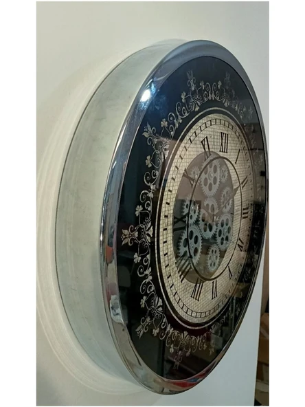 Vıtale 60 cm Çarklı Krom Kaplama Duvar Saati - Resim 3