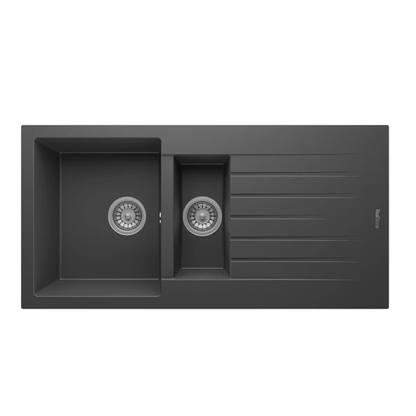 RealStone P005 Troya 100 1.5 Gözlü Damlalıklı Granit Eviye Antrasit ürün görseli 1