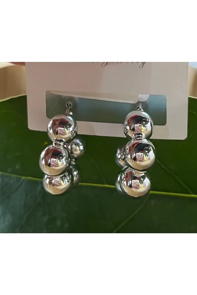 Monalisa Home Gümüş Renk Lüks Gösterişli Çiçek Model Küpe ürün görseli 1