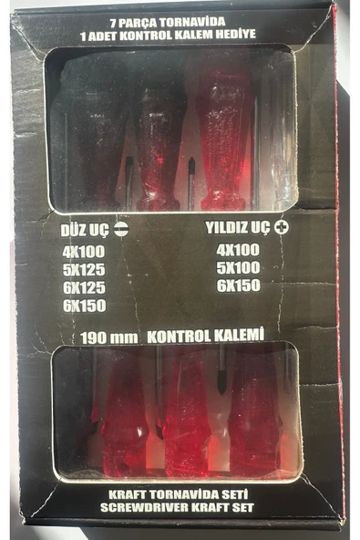 KRAFT TORNAVİDA SETİ 7 PARÇA 1 ADET KONTROL KALEMİ HEDİYELİ  RAYNO KALİTESİ ürün görseli 1