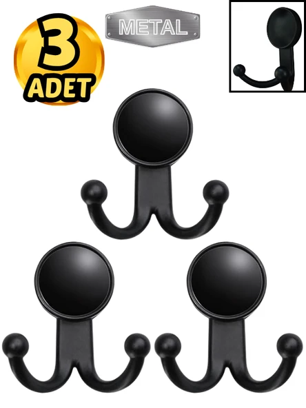 Metal Boncuk Askı Siyah Duvar Tipi – 3’lü ürün görseli 1