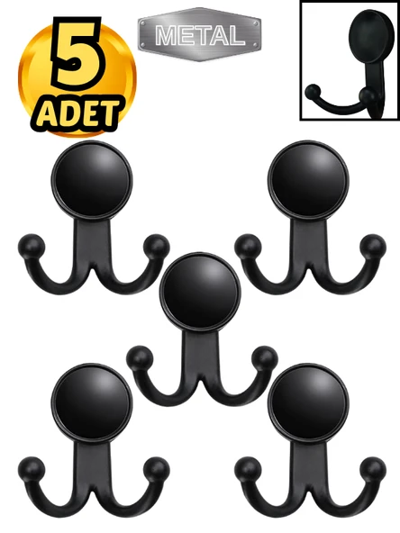 Metal Boncuk Askı Siyah Duvar Tipi – 5’li ürün görseli 1
