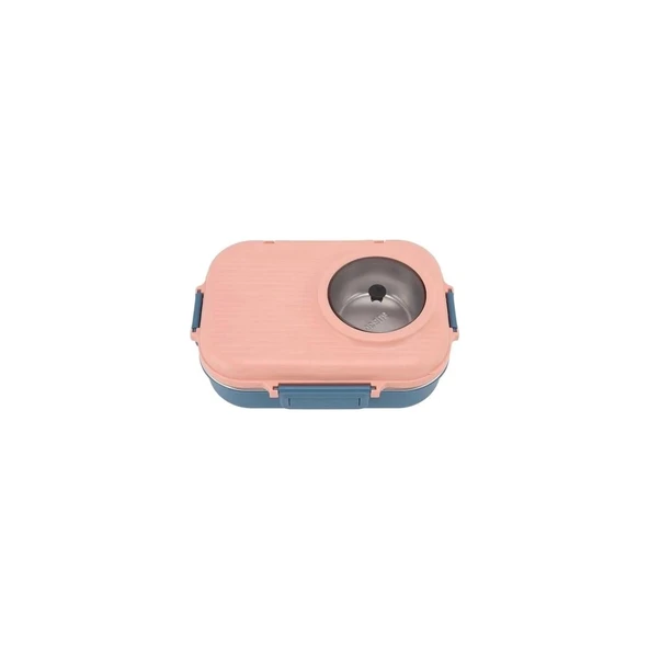 Vagonlife BL70100 Çelik Yemek Kabı 900 ml 3 Bölmeli Lunch Box Mavi-Pembe ürün görseli 1