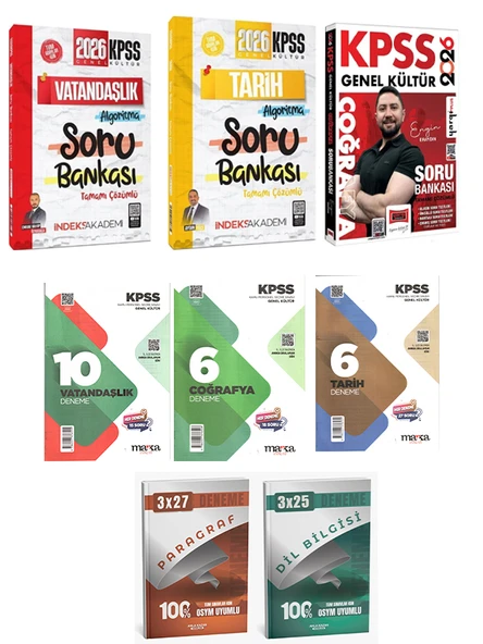 Anla Kazan 2026 KPSS İndeks Tarih Vatandaşlık Soru + Yargı Coğrafya Soru + Marka Deneme 8 li Set ürün görseli 1