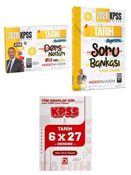 İndeks 2026 KPSS Tarih Video Ders + Soru + Bigelio Tarih Deneme 3 lü Set Aydın Yüce ürün görseli 1