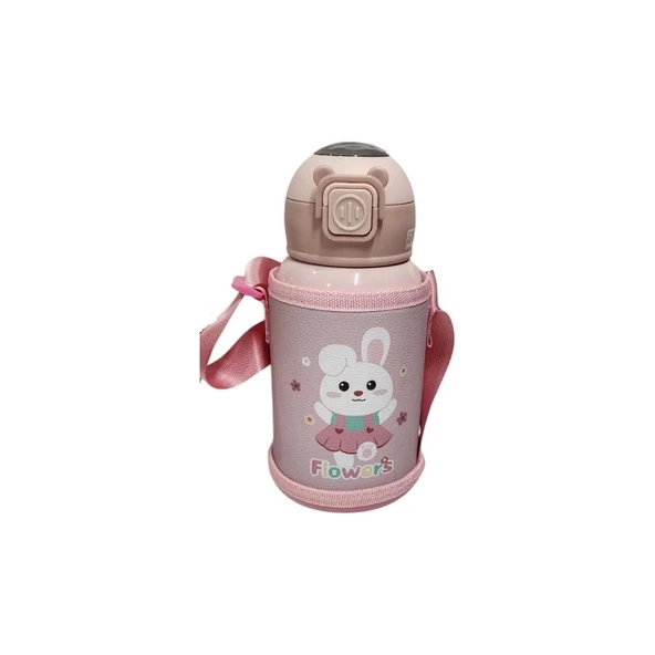 AKILLIELMA-TAROS CUTE PEMBE ANİMALS ÇELİK MATARA 500 ML ürün görseli 1