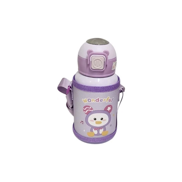 AKILLIELMA-TAROS CUTE MOR ANİMALS ÇELİK MATARA 500 ML ürün görseli 1