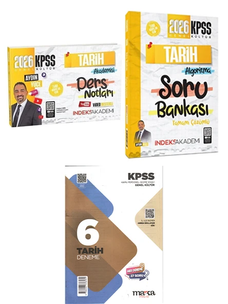 İndeks 2026 KPSS Tarih Video Ders Notu + Soru + Marka Tarih Deneme 3 lü Set Aydın Yüce ürün görseli 1