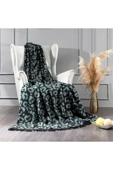 Marilyn Home Devin Dekor Tek Kişilik Pamuklu Stotch Battaniye-Leopar ürün görseli 1