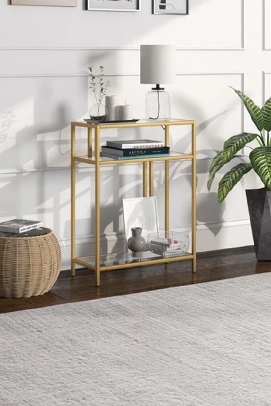 TOLIAHOME Gold Renk Temper Camlı Dresuar Konsol Komodin ürün görseli 1