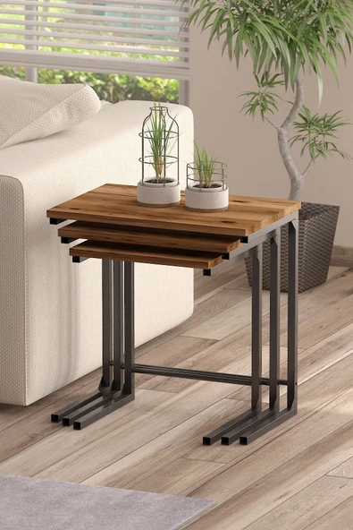 TOLIAHOME 3’lü Zigon Sehpa Metal Zigon Sehpa C Sehpa ürün görseli 1