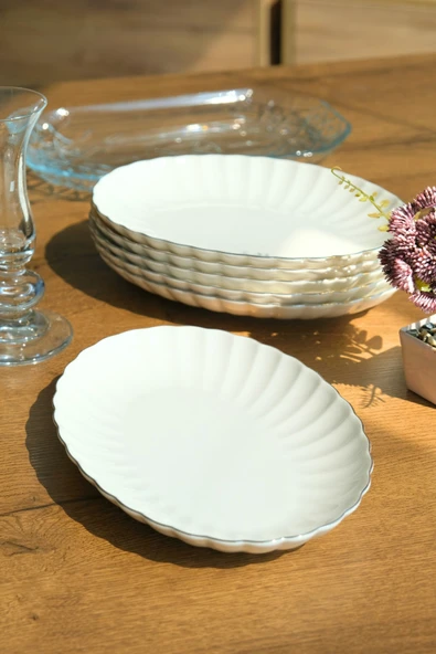 Kütahya Porselen Bone Luz Platin File Kayık Tabak 27x19cm BNLZF28KY220 6 lı ürün görseli 1