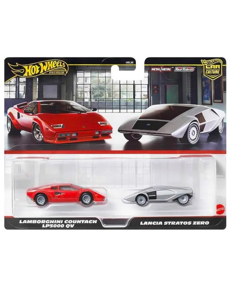 Hot Wheels Premium Lamborghini Countach LP5000 QV ve Lancia Stratos Zero 2li Set JBL02 ürün görseli 1