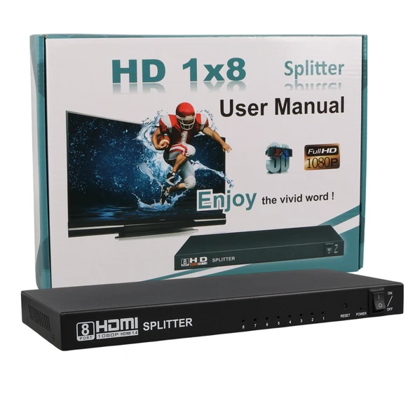PowerMaster 1 Giriş 8 Çıkış Port 1080P FHD HDMI Dağıtıcı ürün görseli 1