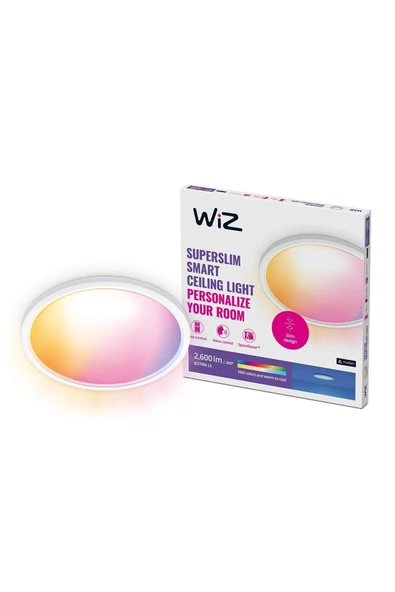 Wiz SuperSlim 22W Beyaz Sıva Üstü RGB Akıllı LED Yuvarlak Panel Tavan Armatürü 42 cm çapında 2600 Lumen ürün görseli 1