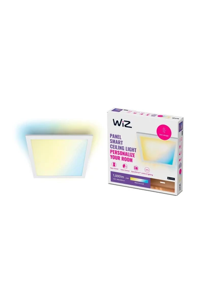 Wiz Beyaz Akıllı Sıva Üstü Sarı-Beyaz Ambiyans Kare Panel Tavan Armatürü 12W ürün görseli 1