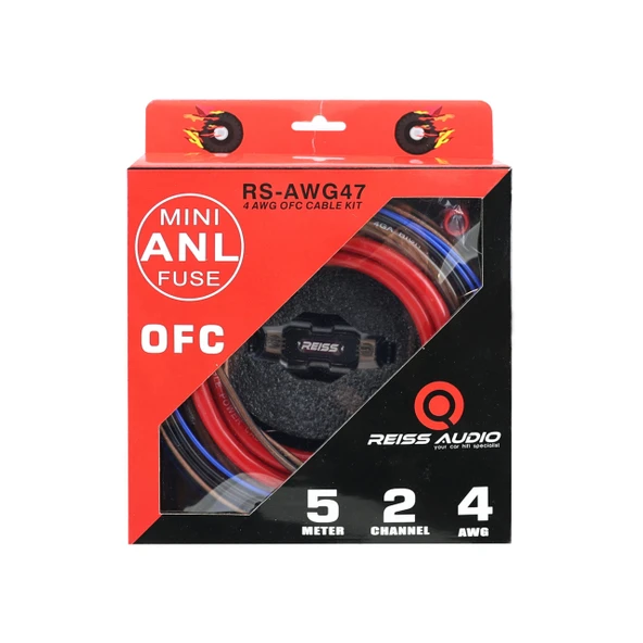 Reiss Audio RS-AWG47 4Ga OFC Profesyonel %100 Bakır Amfi Kablo Seti Yeni seri ürün görseli 1