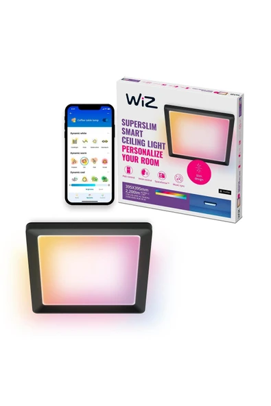 Wiz Siyah Akıllı Sıva Üstü RGB Kare Panel Tavan Armatürü 17W ürün görseli 1