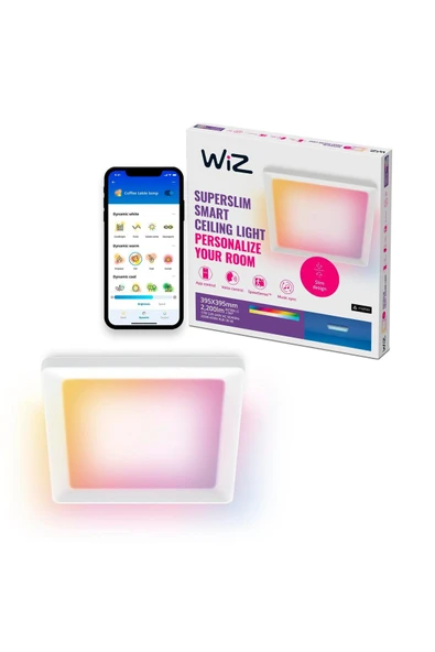 Wiz Beyaz Akıllı Sıva Üstü RGB Kare Panel Tavan Armatürü 17W ürün görseli 1