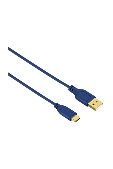 Hama USB-C - USB-A Kablo, Flexi, 0.75m, Mavi ürün görseli 1
