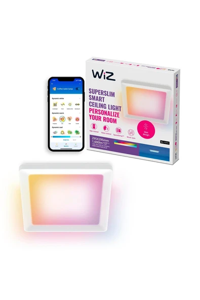 Wiz Beyaz Akıllı Sıva Üstü RGB Kare Panel Tavan Armatürü 12W ürün görseli 1