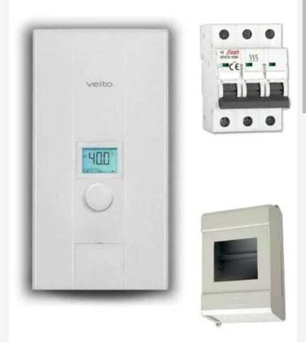 Veito Blue S 380V Elektrikli Şofben Merkezi Sistem 24 kW dijital Sıgorta Ve Kutusu Dahil Paket ürün görseli 1