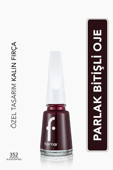 Flormar Klasik Parlak Bitişli Yüksek Pigmentli Oje -nail Enamel- 352 Blackstar Red New- 8682536035934 ürün görseli 1