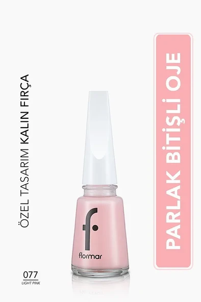 Flormar Klasik Parlak Bitişli Yüksek Pigmentli Oje-nail Enamel- 077 Lıght Pınk New ürün görseli 1