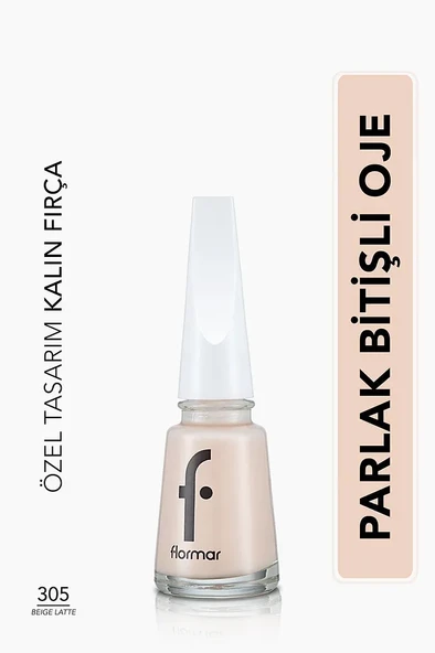 Flormar Klasik Parlak Bitişli Yüksek Pigmentli Oje -nail Enamel- 305 Beıge Latte New ürün görseli 1