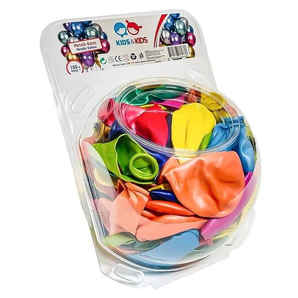 STR-117 Metalik Karışık Renk 100lü Balon ürün görseli 1