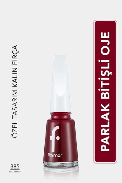 Flormar Klasik Parlak Bitişli Yüksek Pigmentli Oje - Nail Enamel- 385 Red Velvet New ürün görseli 1