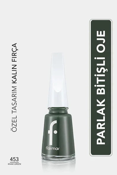 Flormar Klasik Parlak Bitişli Yüksek Pigmentli Oje -nail Enamel- 453 Khakı Green New ürün görseli 1