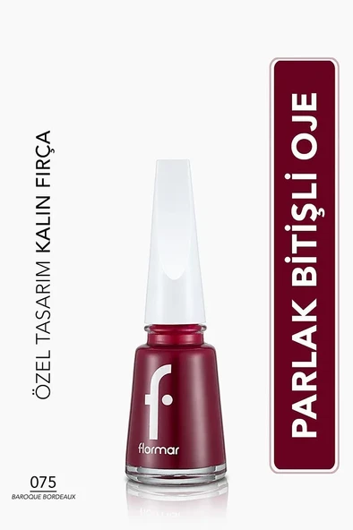 Flormar Klasik Parlak Bitişli Yüksek Pigmentli Oje -nail Enamel-075 Baroque Bordeaux New ürün görseli 1