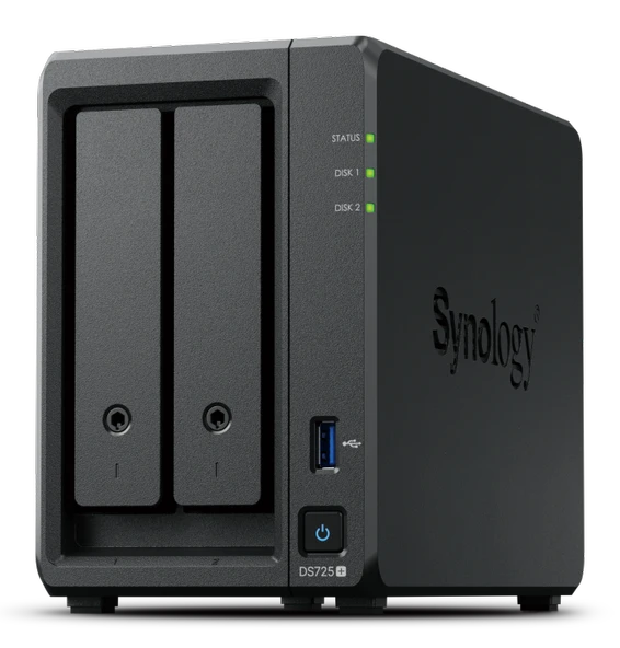 SYNOLOGY DS725+ DiskStation AMD Ryzen R1600/4GB DDR4 Maks.32GB/23.5"/2.5" HDD/SSD + 2NVMe M2 SSD Yuva Destekli Nas Storage ürün görseli 1