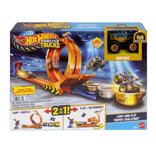 JBX64 Hot Wheels Monster Trucks Döngü ve Takla Bigfoot Oyun Parkuru ürün görseli 1