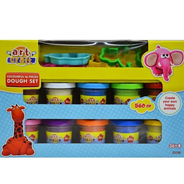 03290 Art Craft 16 parça HAMUR SETİ-RENGARENK / 560 gr ürün görseli 1