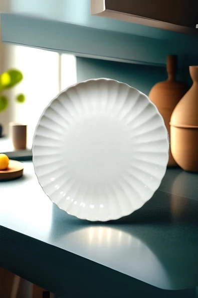 Kütahya Porselen Bone Luz Form Pasta Takımı 6 Parça 21cm Beyaz BNLZF21DUS600 ürün görseli 1