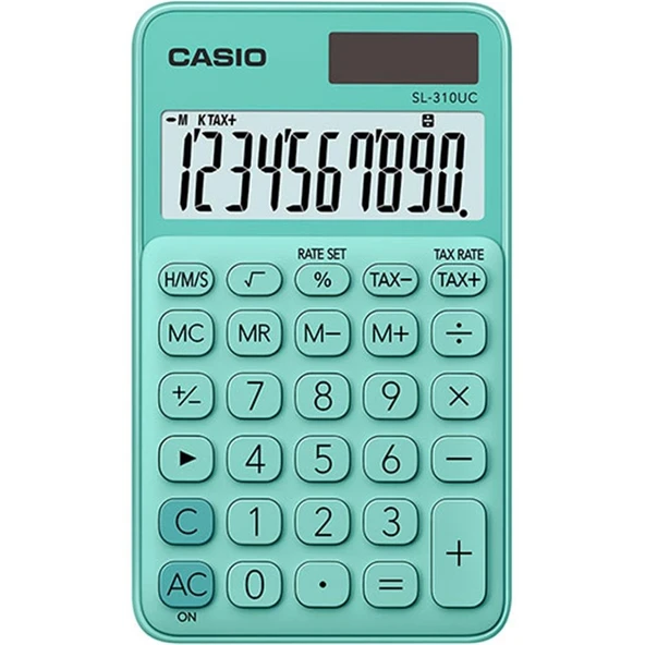 Casio SL-310UC-GN Cep Tipi 10 Hane Yeşil Hesap Makinesi ürün görseli 1