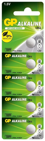 GP GP189-C5 LR54 AG10-LR1130 Alkalin Düğme Pil 5'li Paket ürün görseli 1
