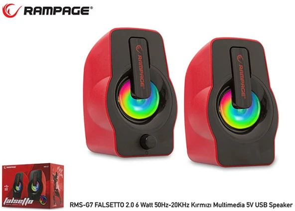 Rampage RMS-G7 Falsetto 2.0 6 Watt Kırmızı 5v Usb ürün görseli 1