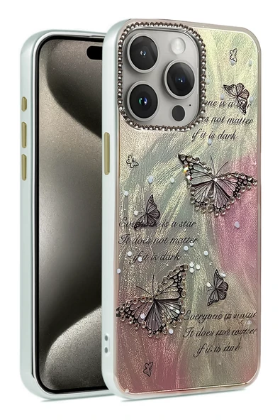 Apple iPhone 15 Pro Kılıf Parlak Desenli Taşlı Azn-Blade ürün görseli 1