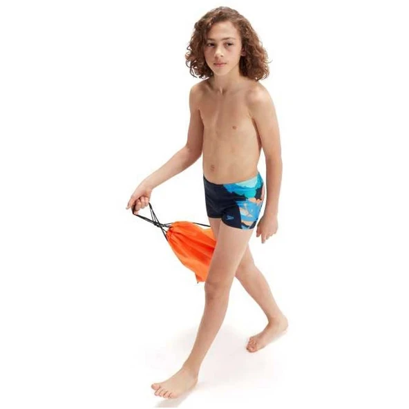 Speedo Allover Leg Aquashort Erkek Çocuk Yüzücü Mayosu Lacivert-Mavi ürün görseli 1