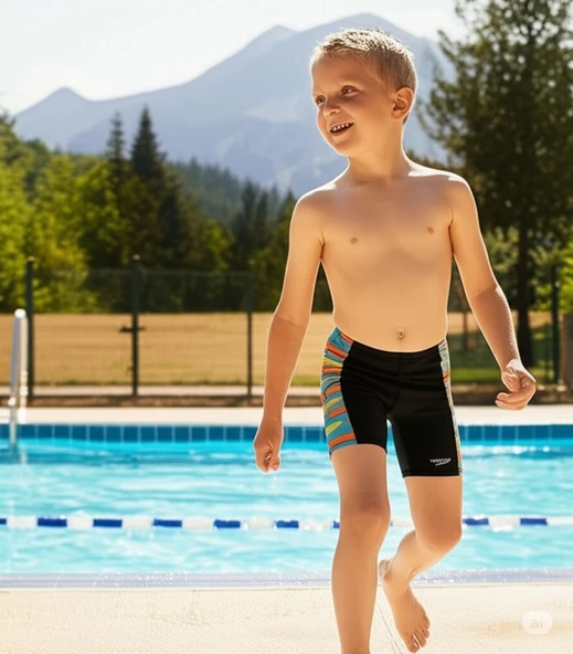Speedo Digi Allover Panel Jam-mer Erkek Çocuk Yüzücü Mayosu Siyah-Mavi ürün görseli 1